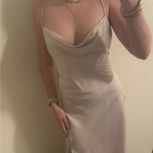 Astr Cream Draped Dress